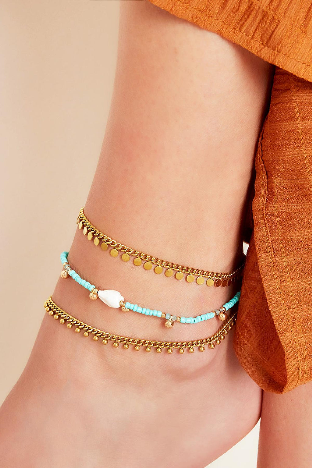 stainless steel anklet circles 