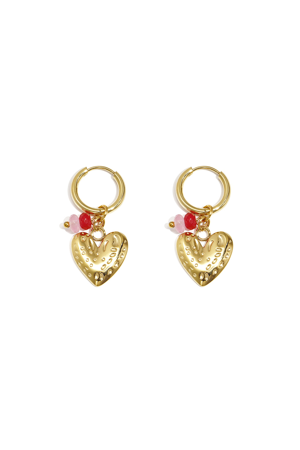 Earrings with heart and beads