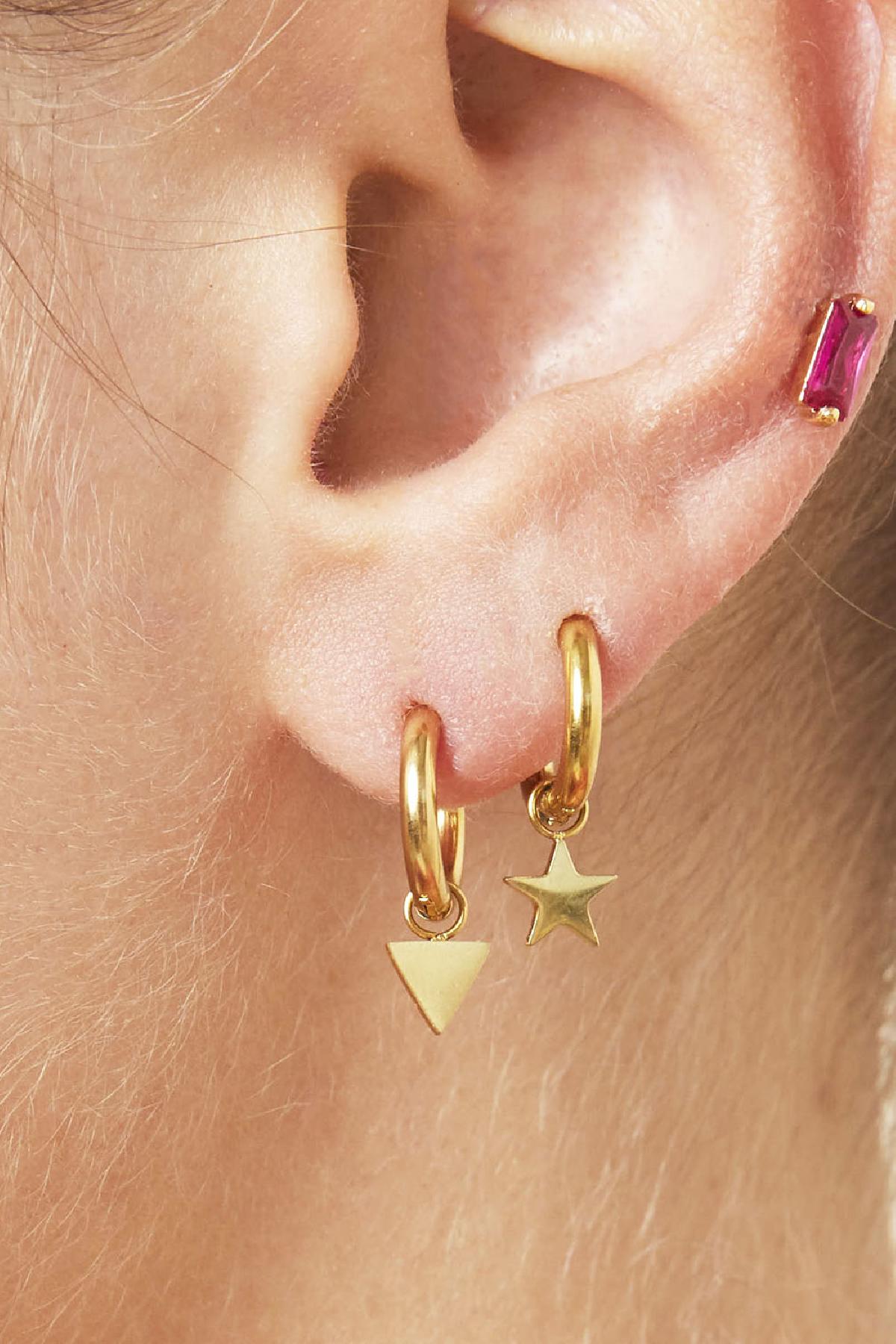 Earrings Star Silver Color Stainless Steel