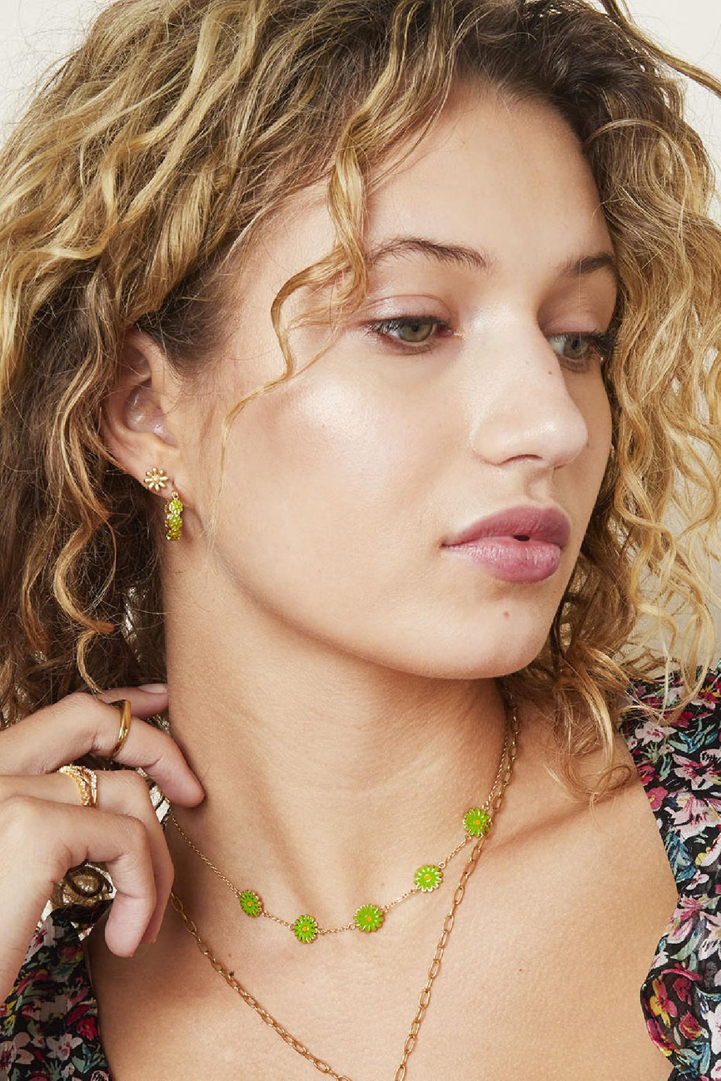 Shiny Diasy Stainless Steel Earrings