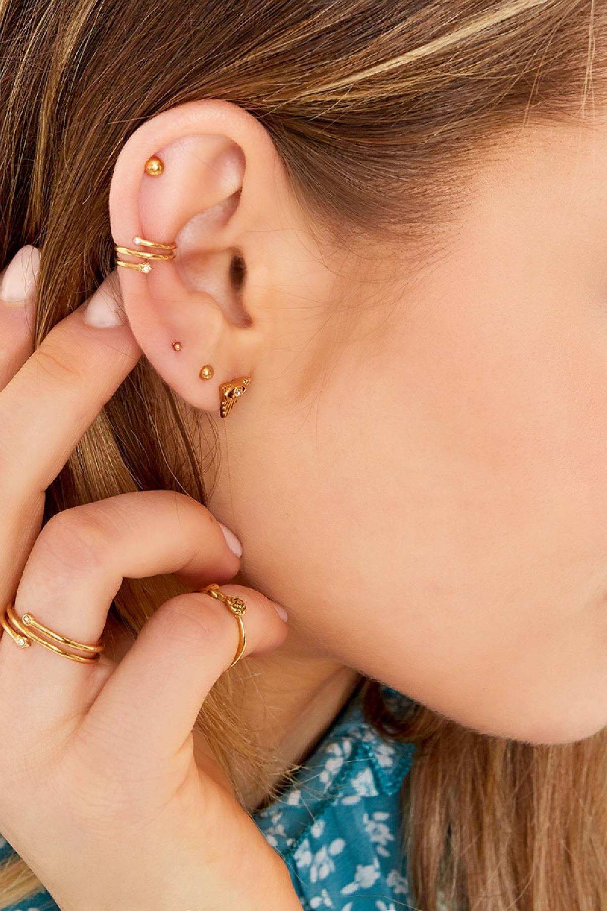 Earcuff spiral with small stones Silver Color Stainless Steel