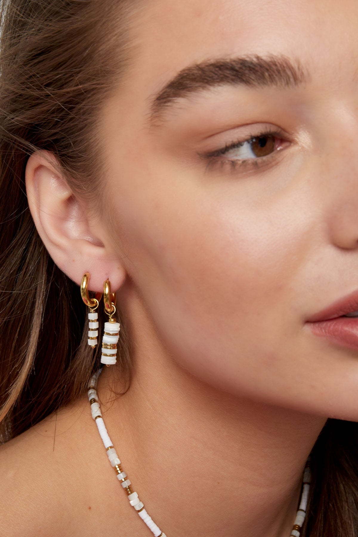 Earrings flat beads - Gold Color Stainless Steel