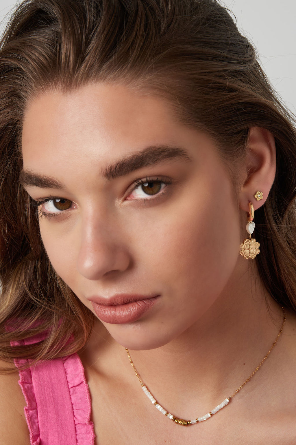 Ear studs flower - Silver Color color
