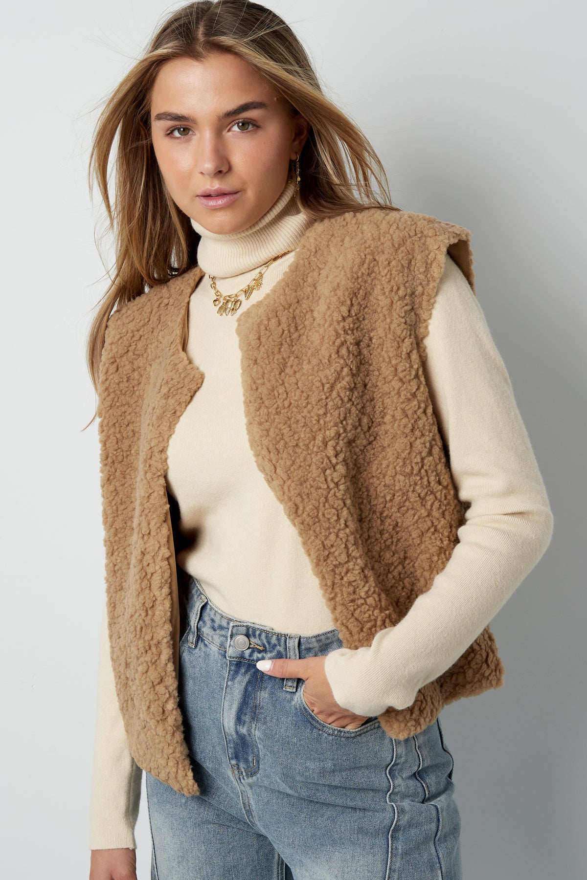 Woven Polyester Fiber Women's Vest Casual Solid Color Fall/Winter