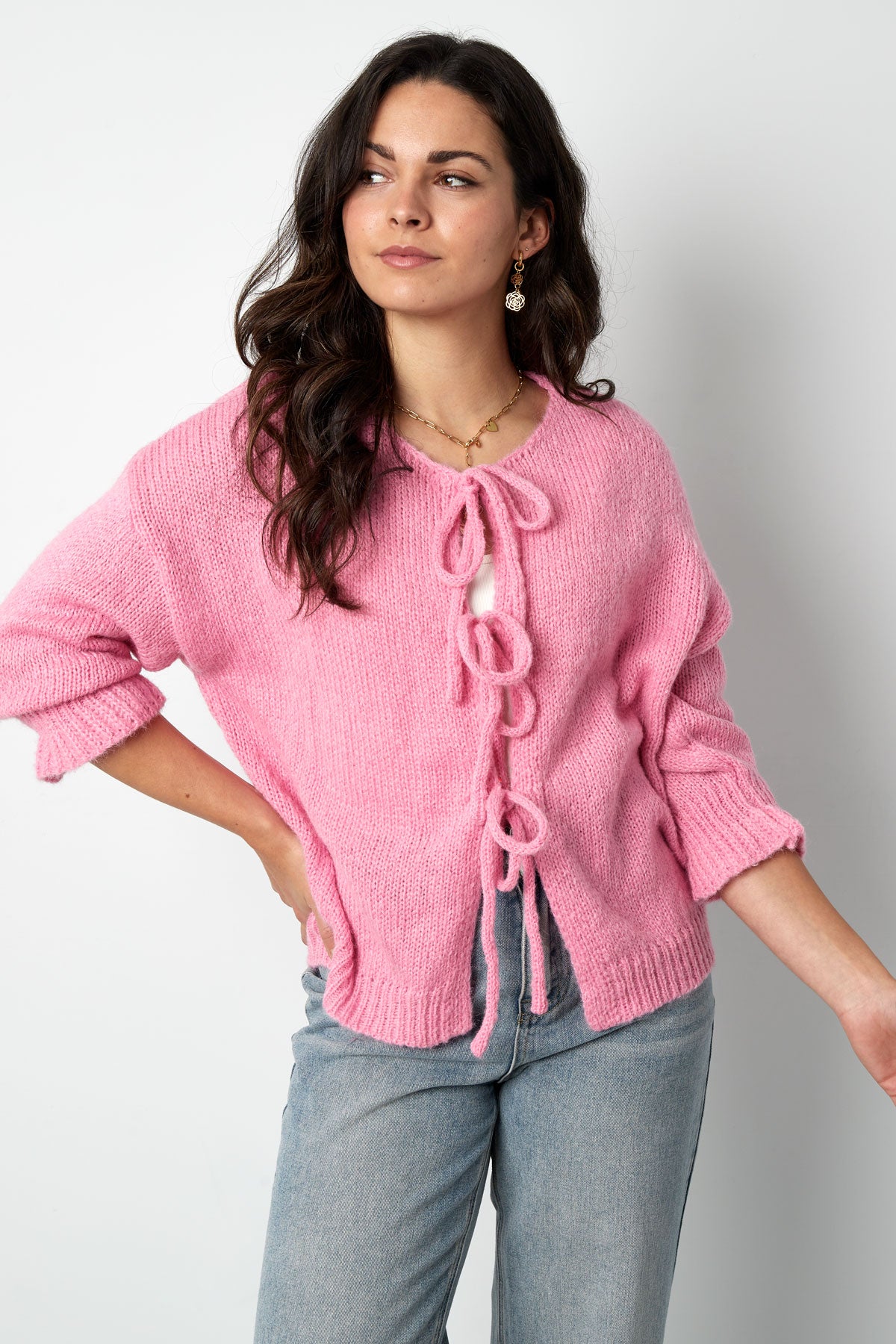 Nylon Women's Short Sleeve Tops Oversized Lace-Up Design