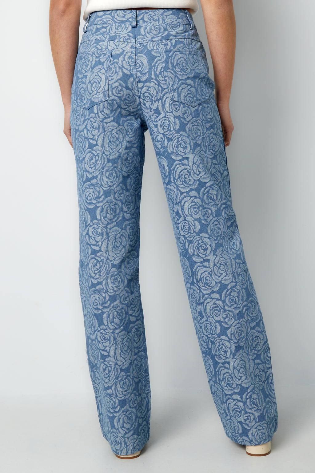 Cotton Woven Women's Straight Leg Pants Casual Floral Print