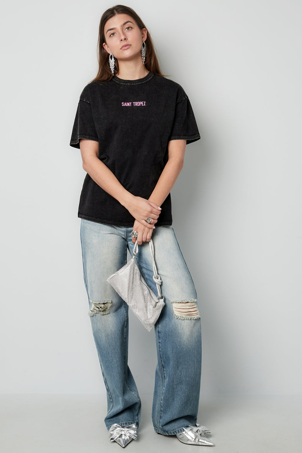 Cotton Women's T-shirt Oversized Saint Tropez Print