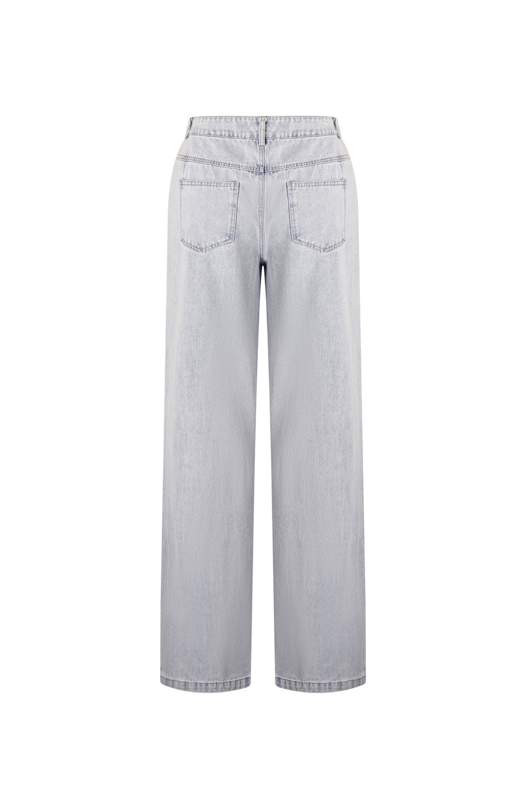Cotton Blend Denim Pants Casual Straight Light Indigo