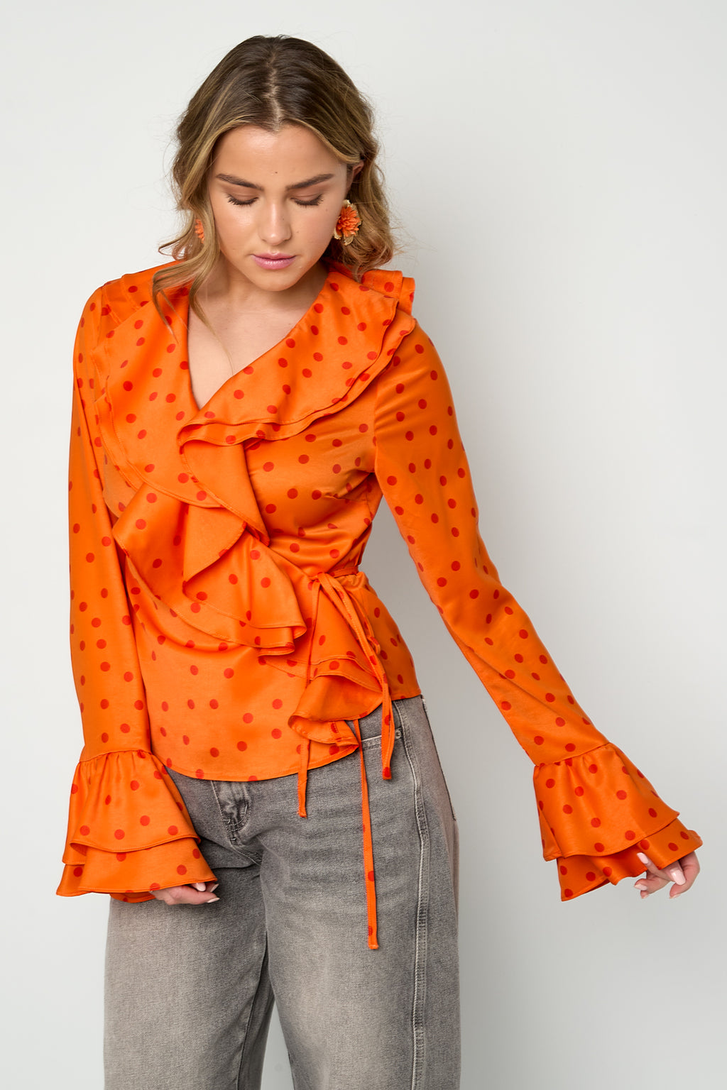Ruffle Blouse Polka Dot
