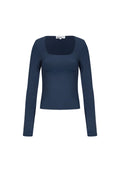 Knitted Nylon Women's Long Sleeve Top Basic Solid Color