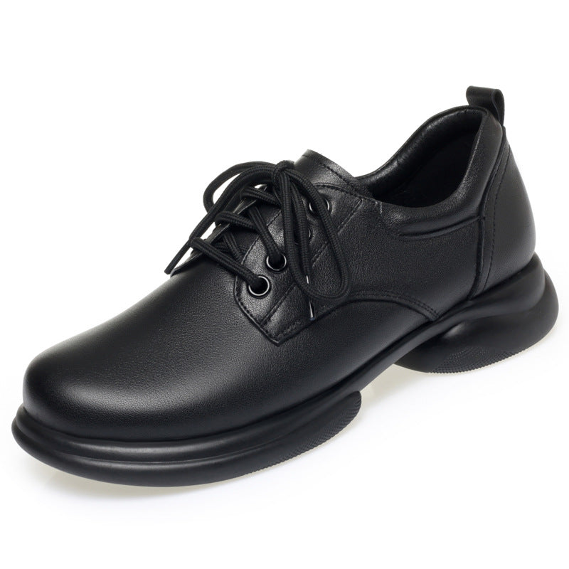 Fashion women's single leather shoes low heel thick heel casual single shoes