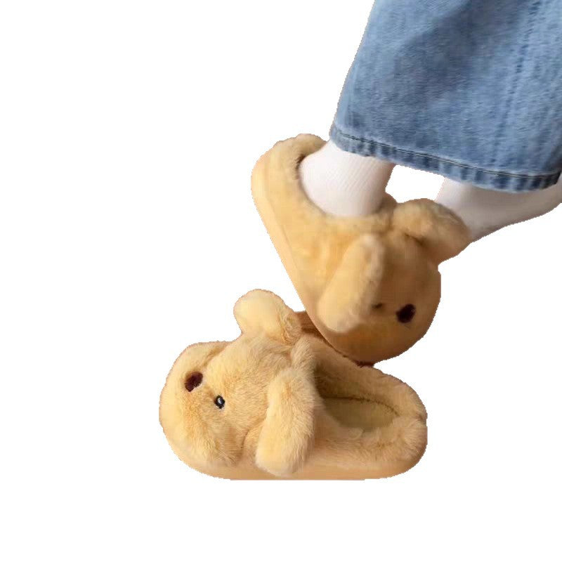 Cozy Dog Slippers for Women Indoor Home Winter Warm Non-Slip Cotton Shoes