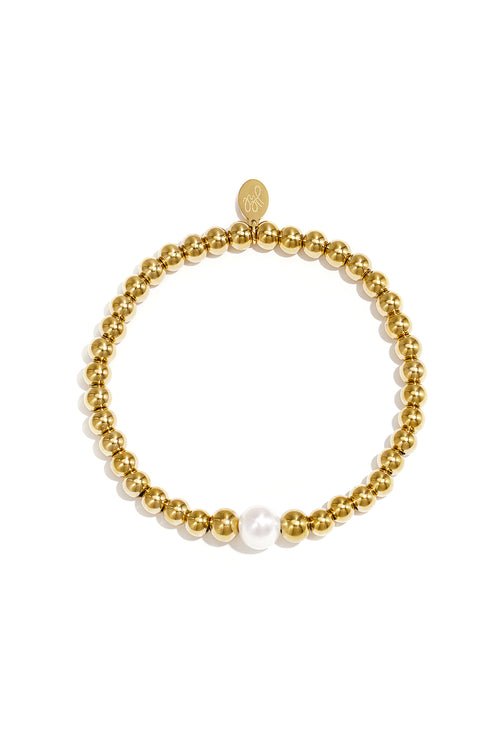 Beaded bracelet pearl in the middle Stainless Steel