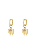 Earrings with hanging bow charm and bead