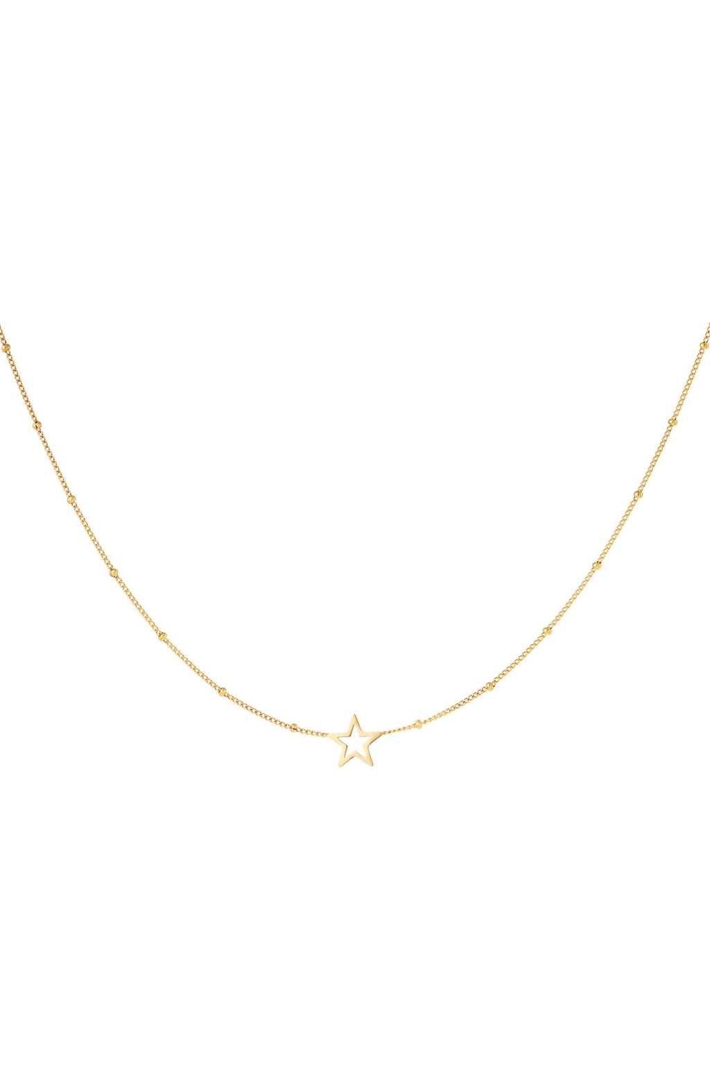 Minimalistic necklace open star Silver Color Stainless Steel