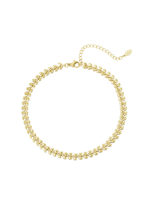 Anklet leafs Gold Color Stainless Steel