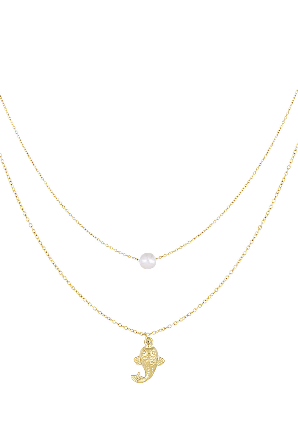 Fish and pearl Necklace