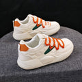 Golden Step Comfort Women's White Sneakers New Autumn Style Thick Sole Dad Shoes Round Toe Sport Shoes Leather Upper Versatile