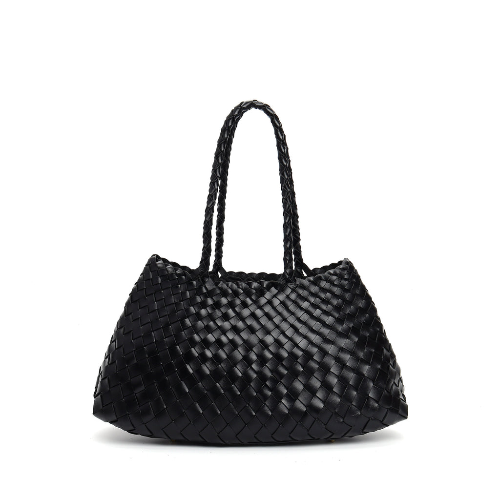 Trendy Retro Large Capacity Handbag Pure Handmade Woven Maternity Bag Commuter Shoulder Tote Bag