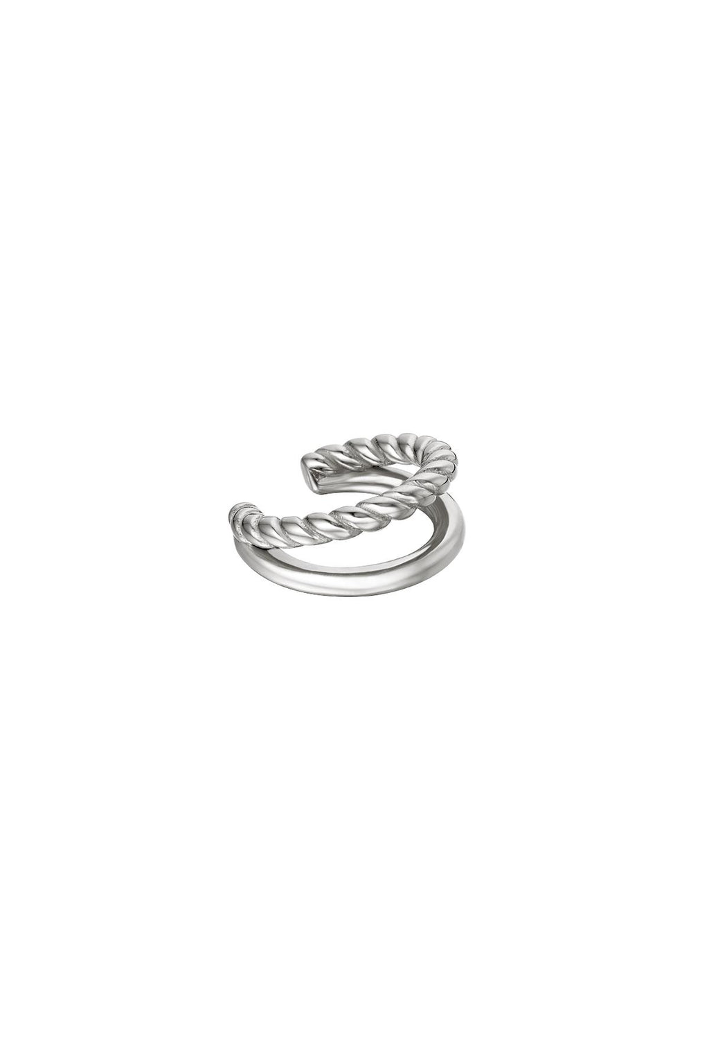 Double earcuff rope & smooth Gold Color Stainless Steel