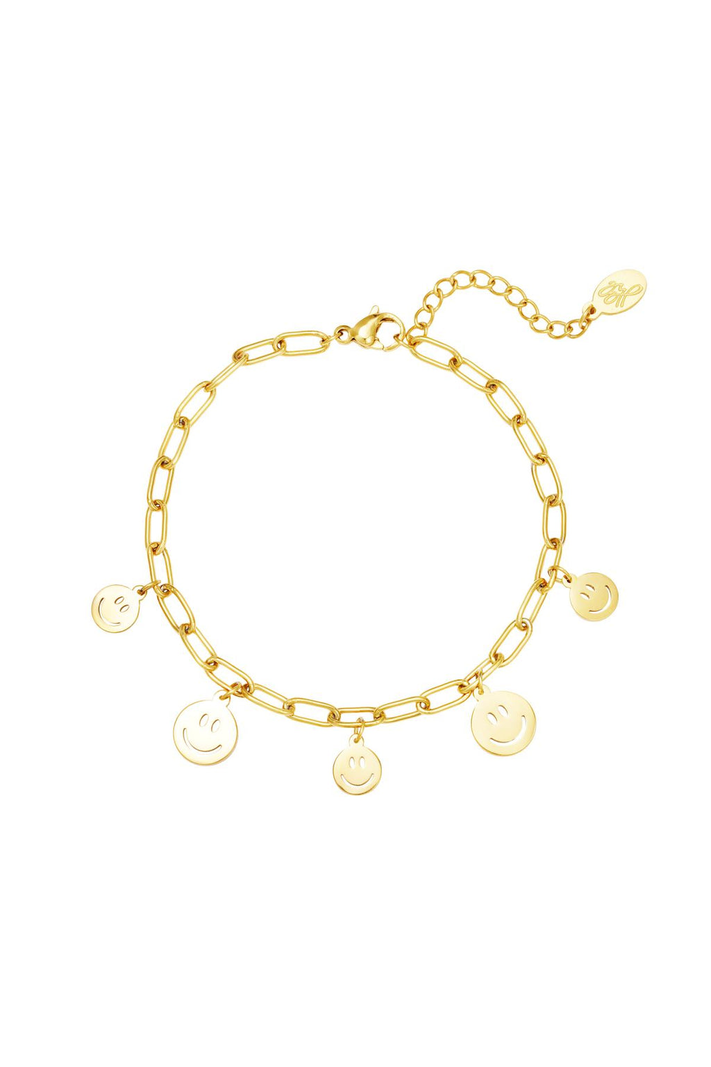 Bracelet multiple smileys Gold Color Stainless Steel
