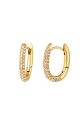 Earrings oval with zirconia Gold Color Stainless Steel