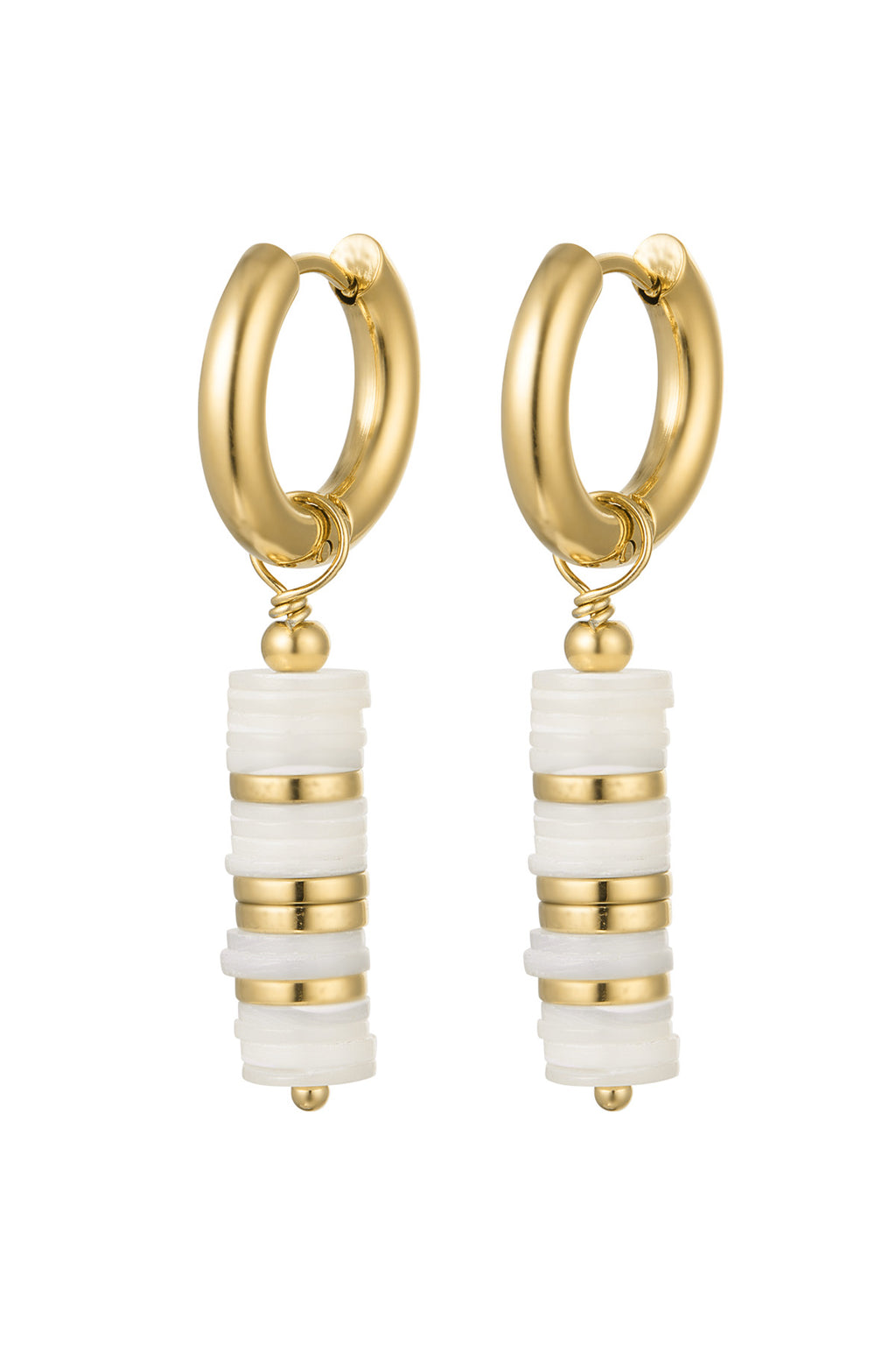 Earrings flat beads - Gold Color Stainless Steel
