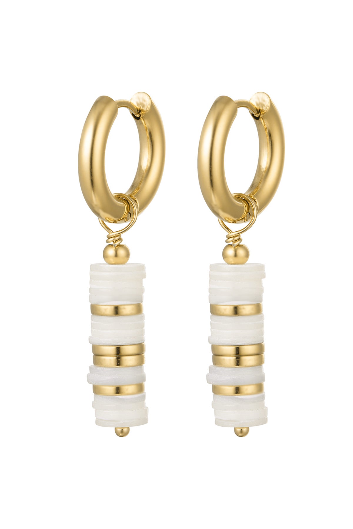 Earrings flat beads - Gold Color Stainless Steel