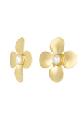 statement earrings floral pearl