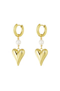 earring with pearl and heart pendant
