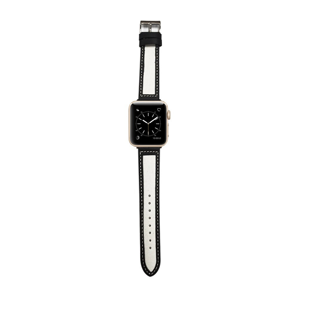 Suitable for Apple Watch Strap Apple Watch7-1 Leather Strap iwatch7 Simple Canvas Leather Strap