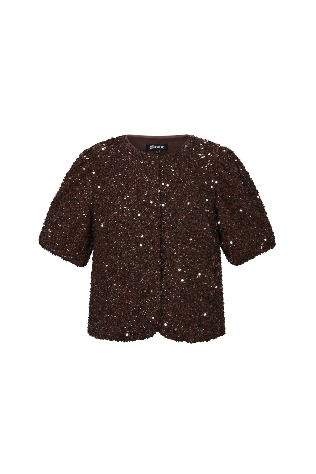 Woven Polyester Fiber Women's Short Sleeve Tops Elegant Sequins