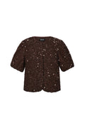 Woven Polyester Fiber Women's Short Sleeve Tops Elegant Sequins