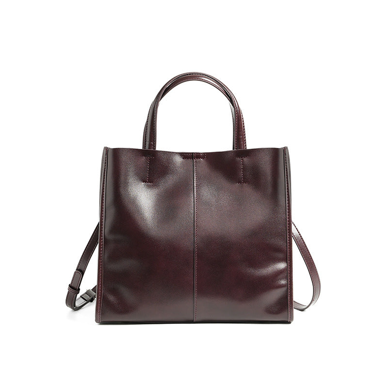 Leather Tote Bag for Women, Genuine First Layer Vegetable-Tanned Leather, Large Capacity, Fashionable and Versatile Handbag