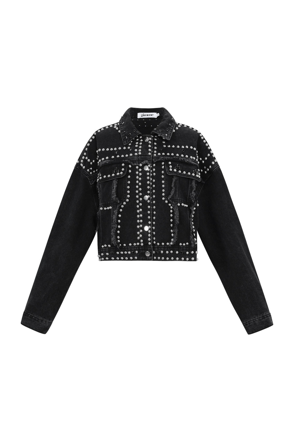 Woven Cotton Women's Denim Jacket Street Solid Color Studded Design