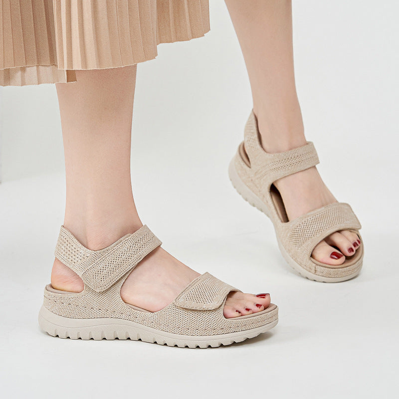 European and American sports and leisure sandals with Velcro hollow out beach thick sole women's sandals