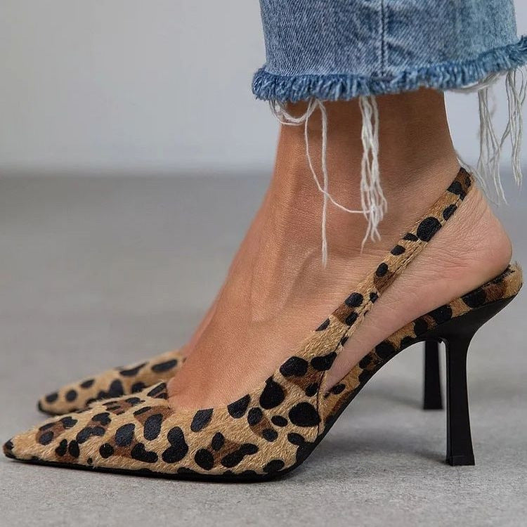 Fashion High-Heeled Pointed-Toe Women's Shoes 40-43 Large Size Slip-On Elegant Sandals