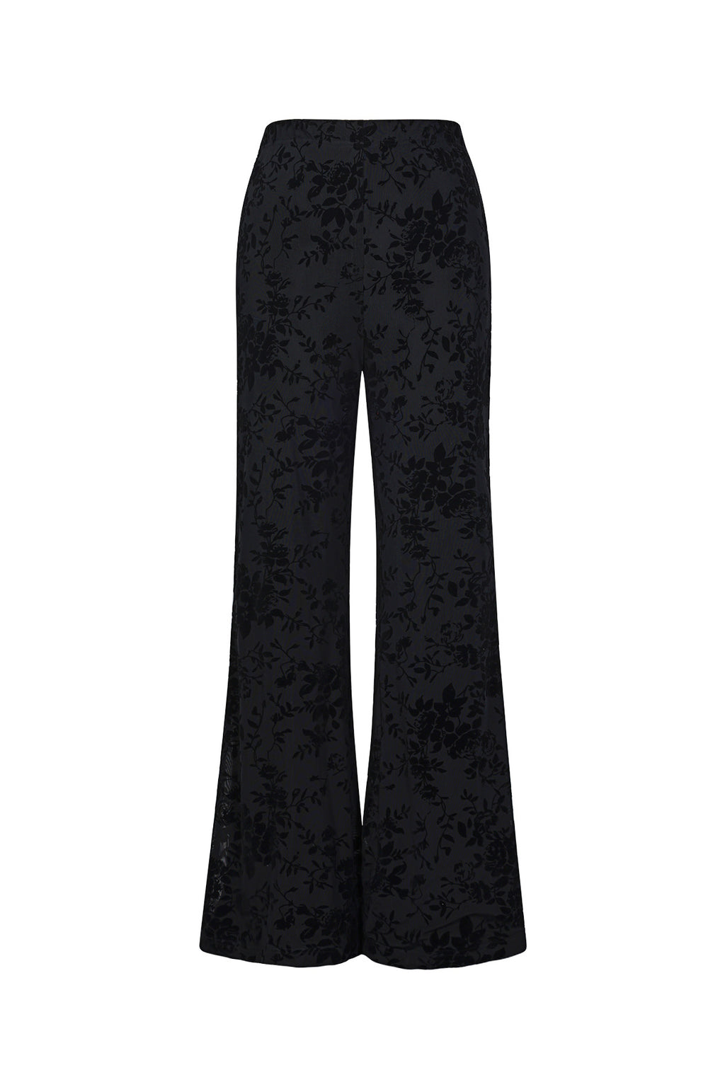 Mesh pants with suede floral print – designed to match