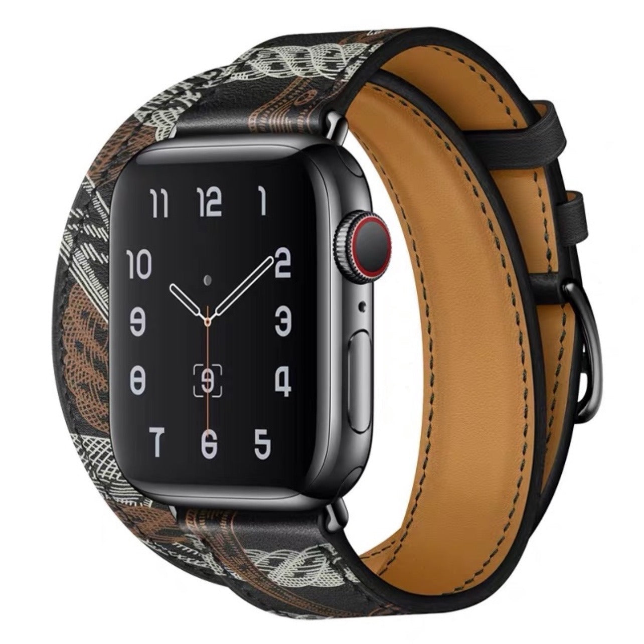 Suitable For Apple Iwatch8 Two-Color Double Loop Leather Strap Apple Watch 7 Contrast Leather Extended Wrist Strap