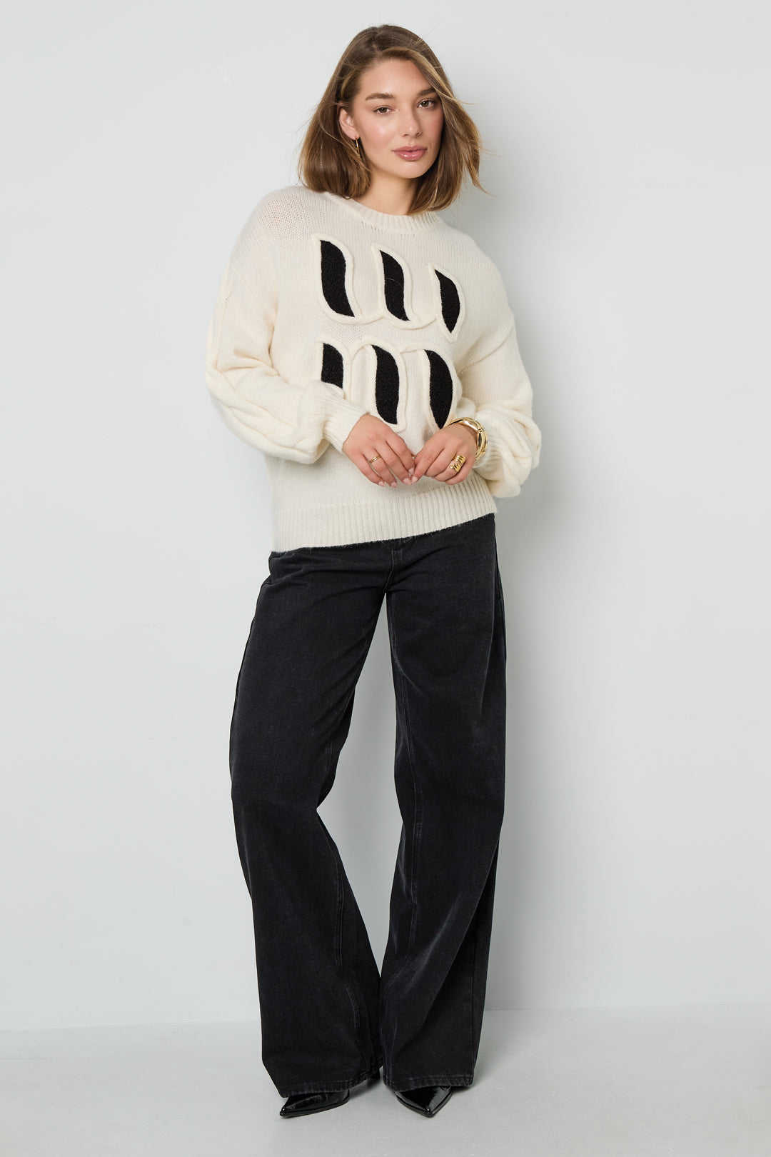 Knitted Polyester Fiber Women's Knit Sweaters Casual Letters