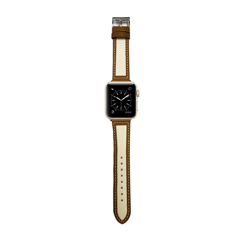 Suitable for Apple Watch Strap Apple Watch7-1 Leather Strap iwatch7 Simple Canvas Leather Strap