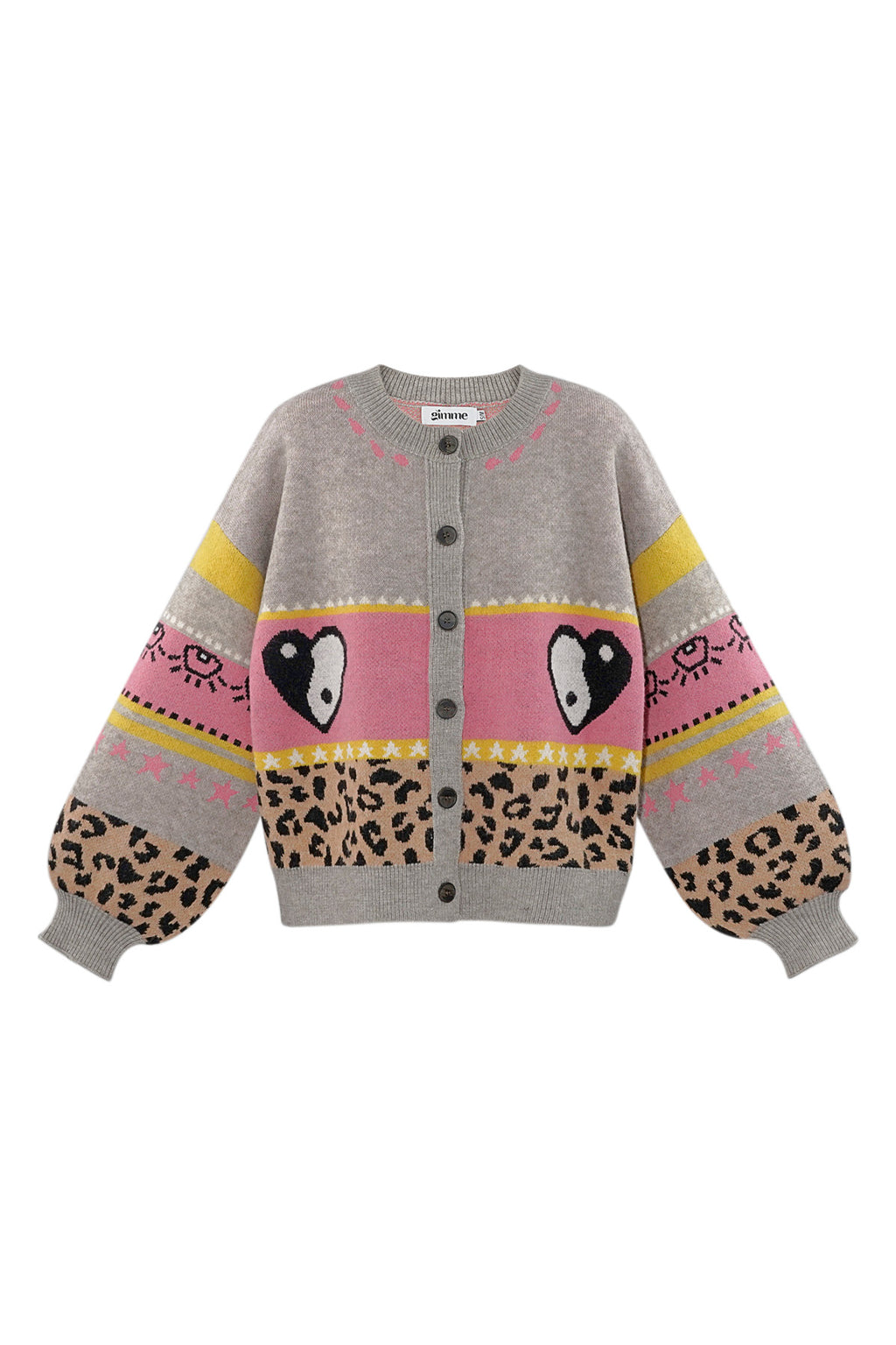 Knitted Wool Blend Women's Cardigan Oversized Patterned Design