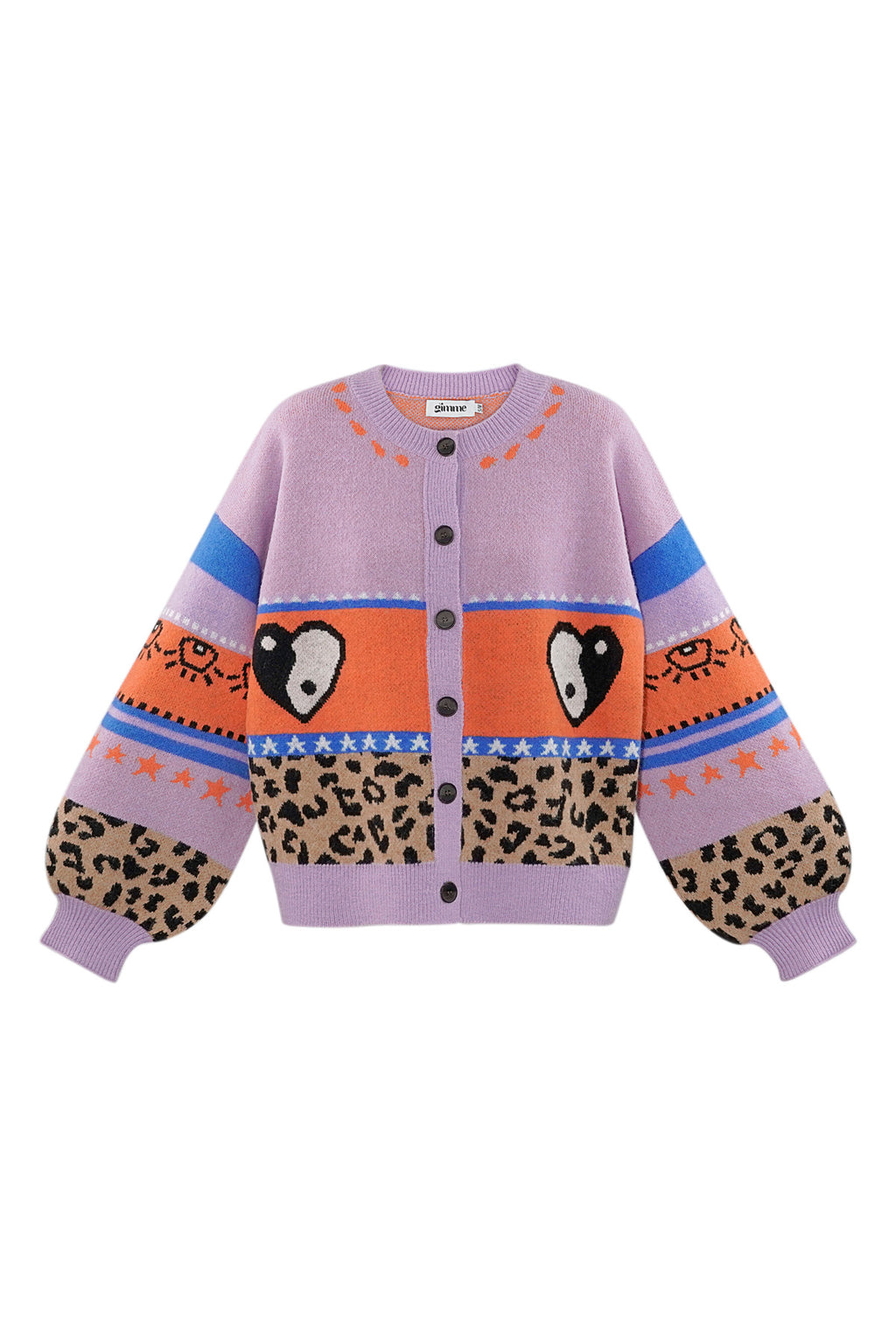 Knitted Wool Blend Women's Cardigan Oversized Patterned Design