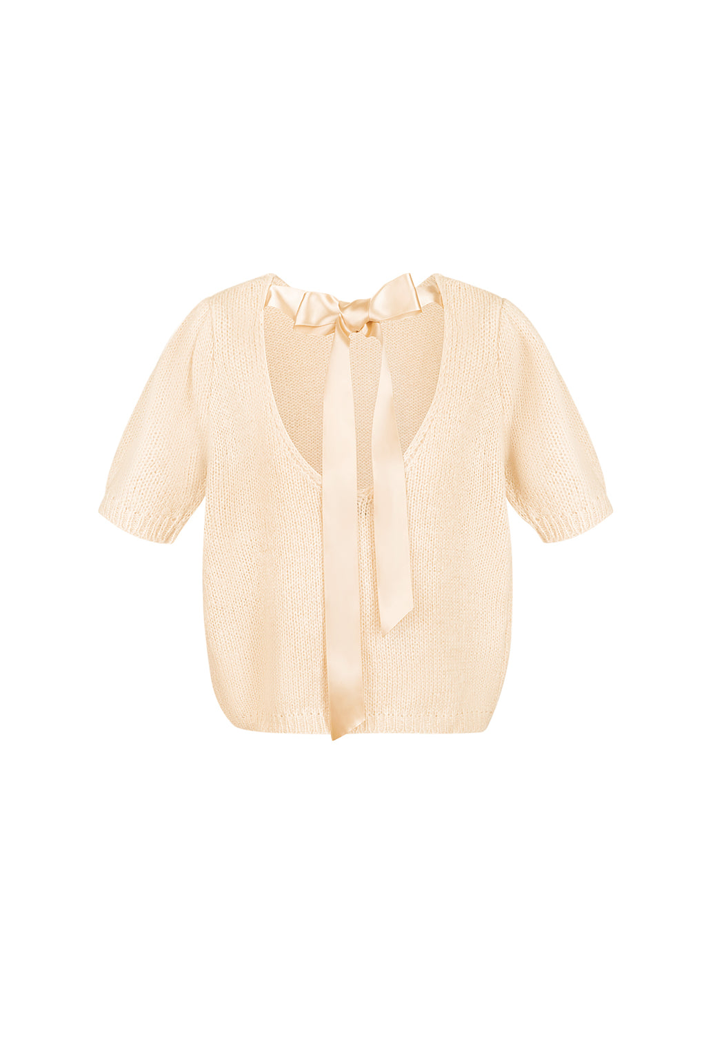 Nylon Women's Short Sleeve Top Knitted Back Tie Design