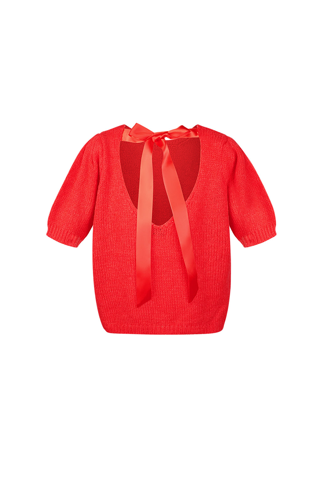 Nylon Women's Short Sleeve Top Knitted Back Tie Design