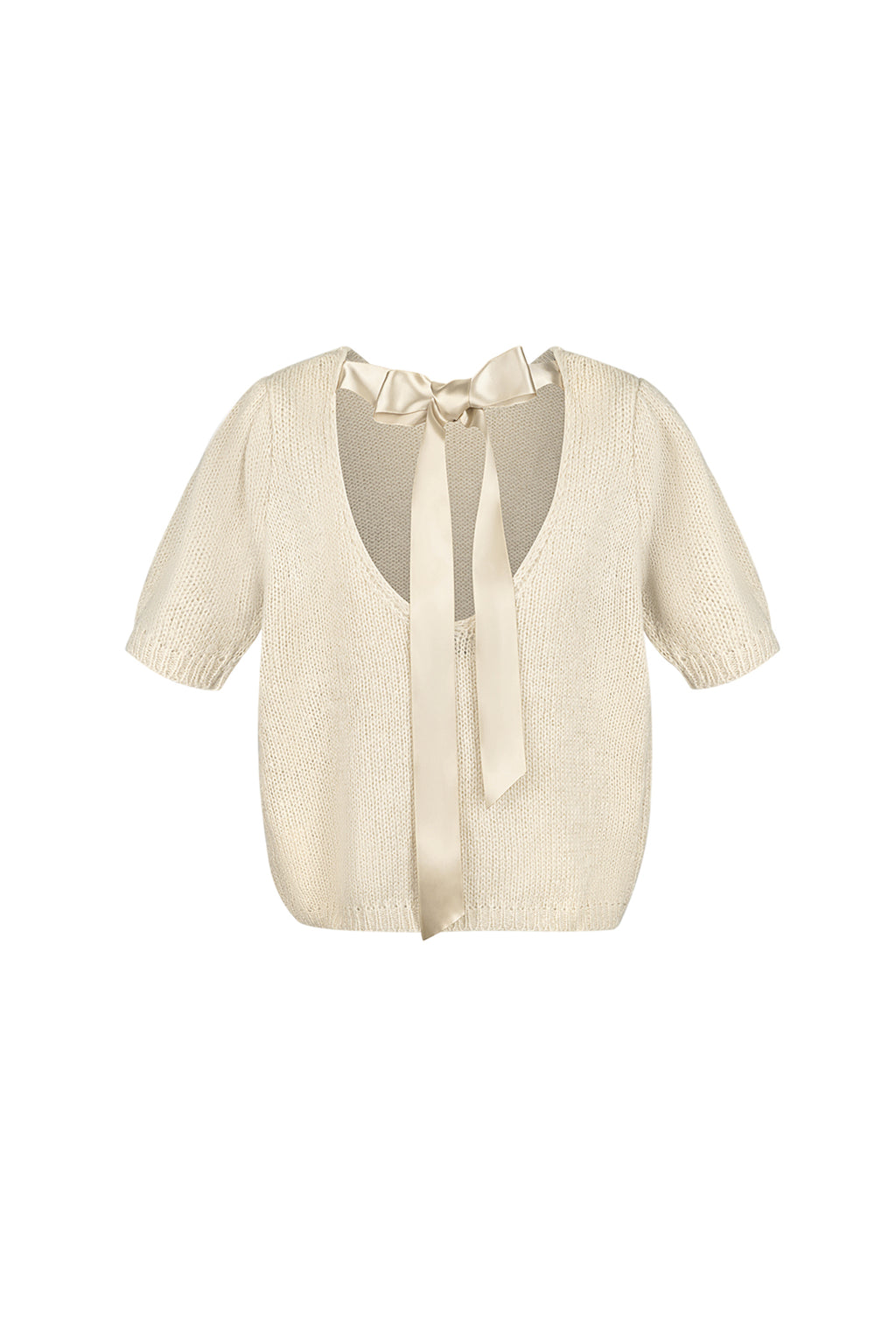 Nylon Women's Short Sleeve Top Knitted Back Tie Design