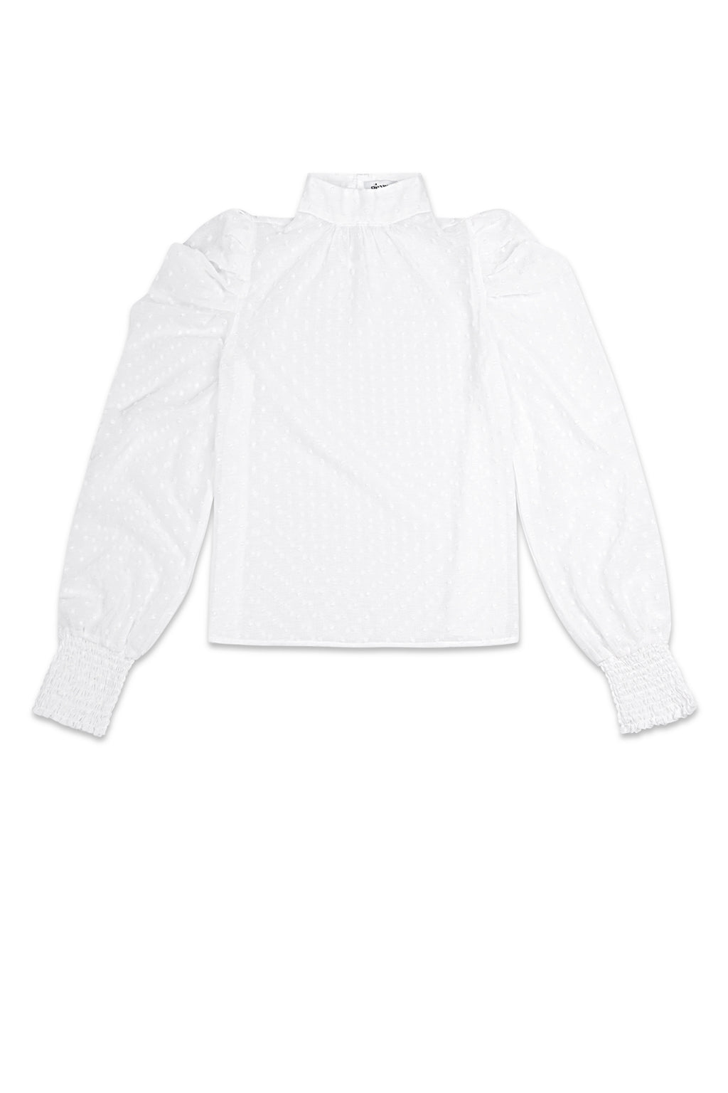 Polyester Women's Long Sleeve Top Puff Sleeve High Neck