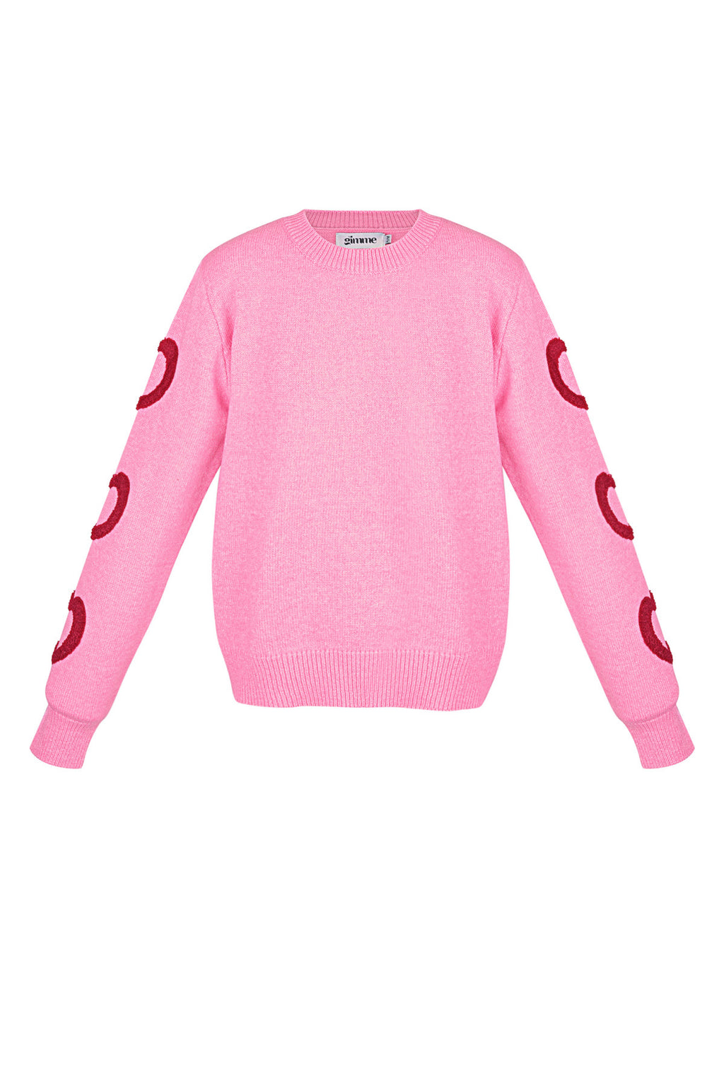 Knitted Wool Blend Women's Crewneck Sweater Heart Pattern Design