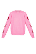 Knitted Wool Blend Women's Crewneck Sweater Heart Pattern Design
