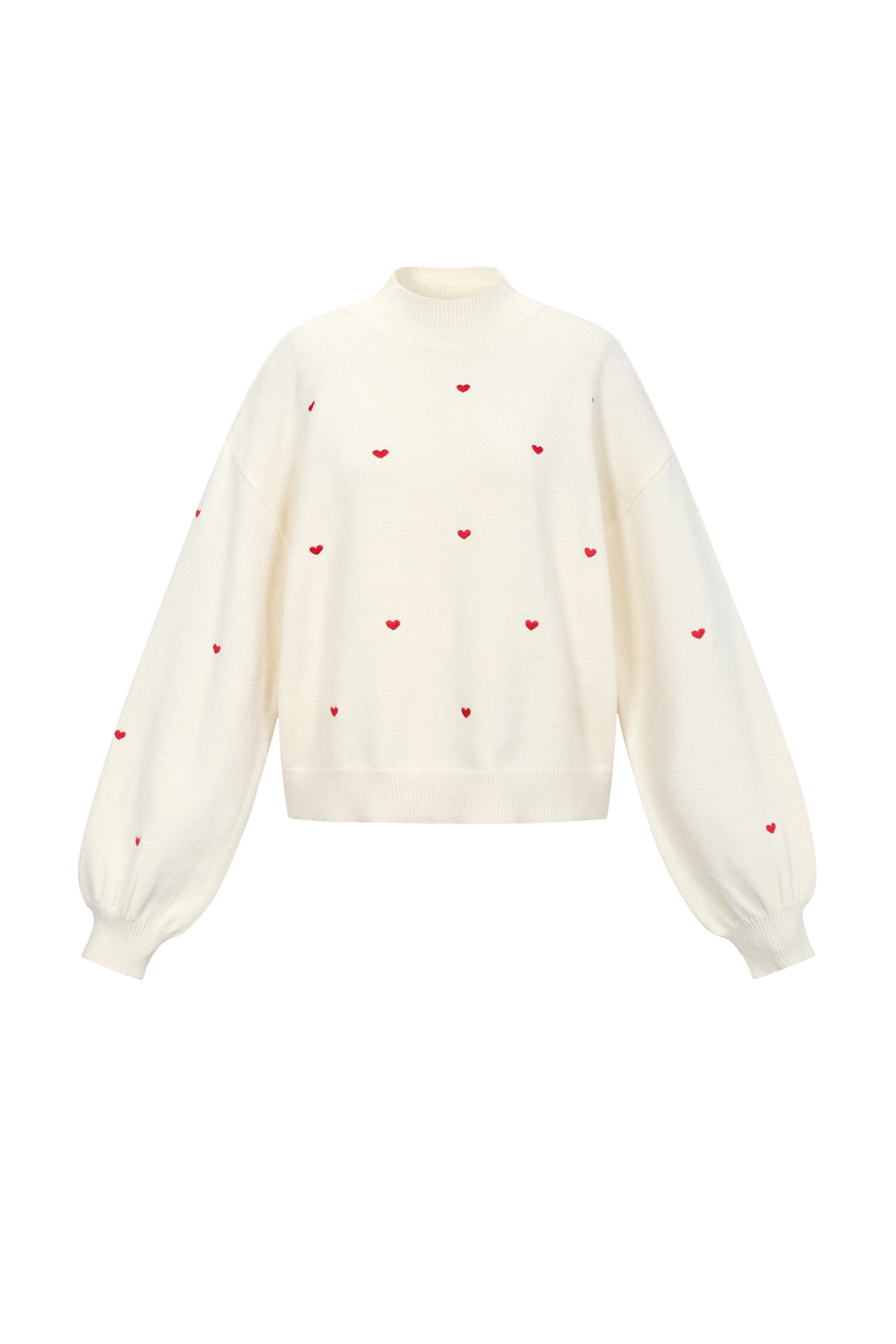 Knitted sweater with hearts